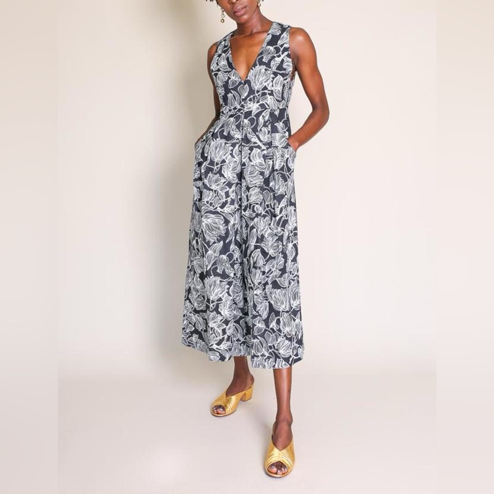 Rachel Comey Rhoads Linen Floral Wide Leg Jumpsuit